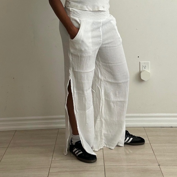 Aerie High Waisted White linen Pant - Picture 1 of 4